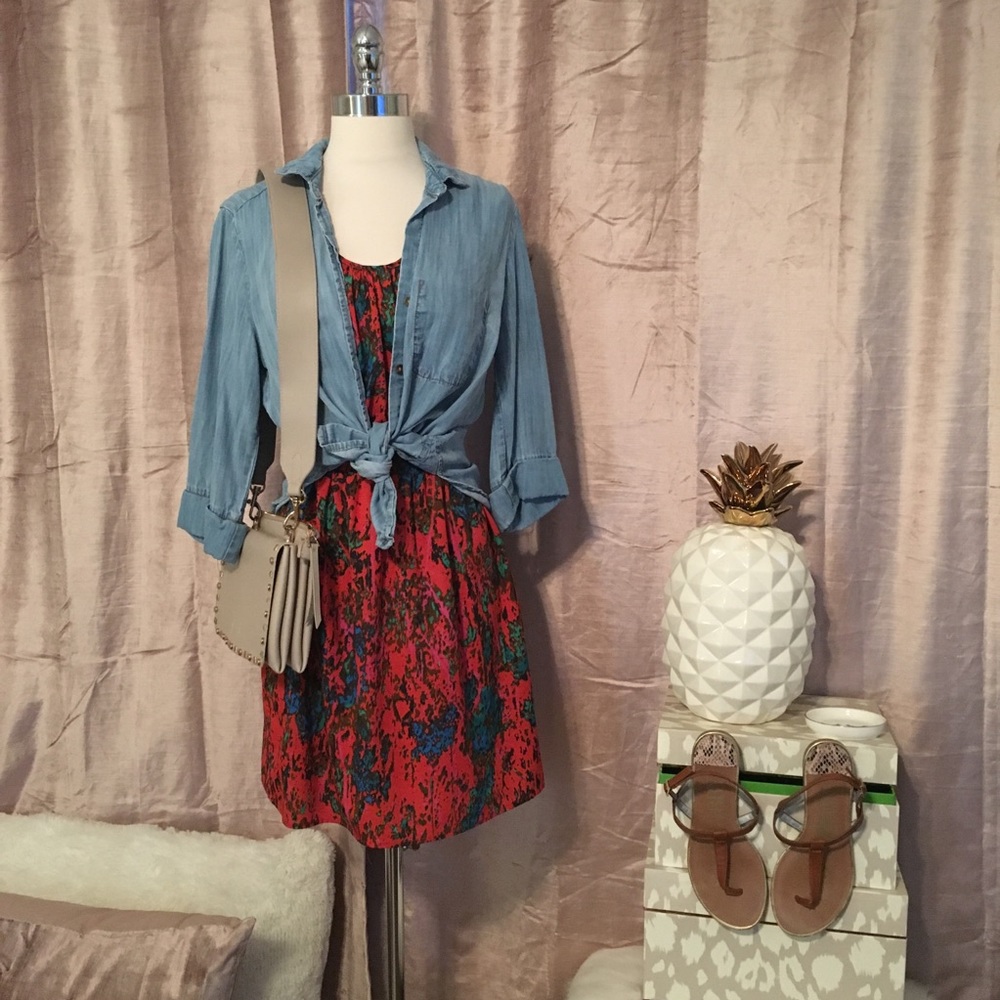 Cinched Waist Pattern Dress